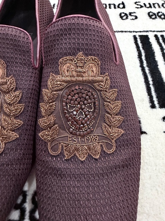 Donald Pliner Mesh Crest Embroidered Applique Loafers Rhinestone Skull Logo main image 6